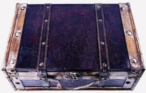 A closed vintage suitcase