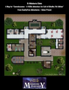 A roleplaying game map for an adventure set at a clinic in Ireland